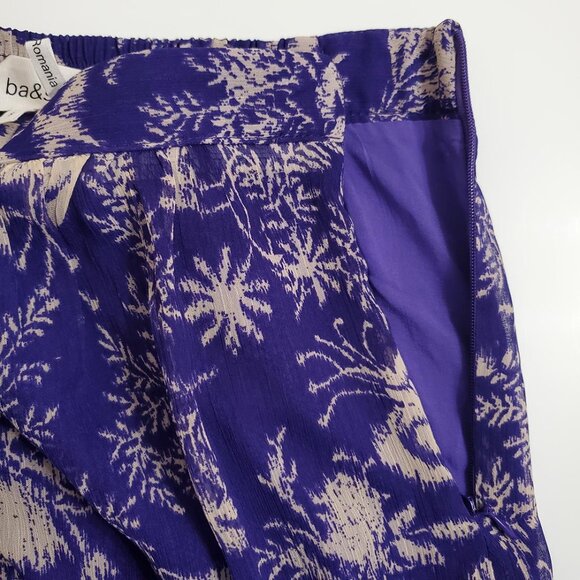 ba&sh Womens Uria Midi Skirt Small Violet Floral A-Line Tiered Lined Pur… - Picture 11 of 16